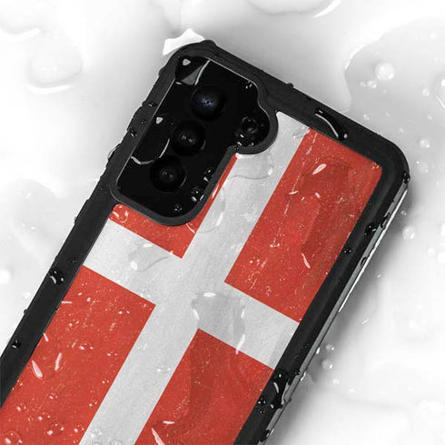 Denmark Flag Distressed Galaxy S23 Plus Waterproof Case